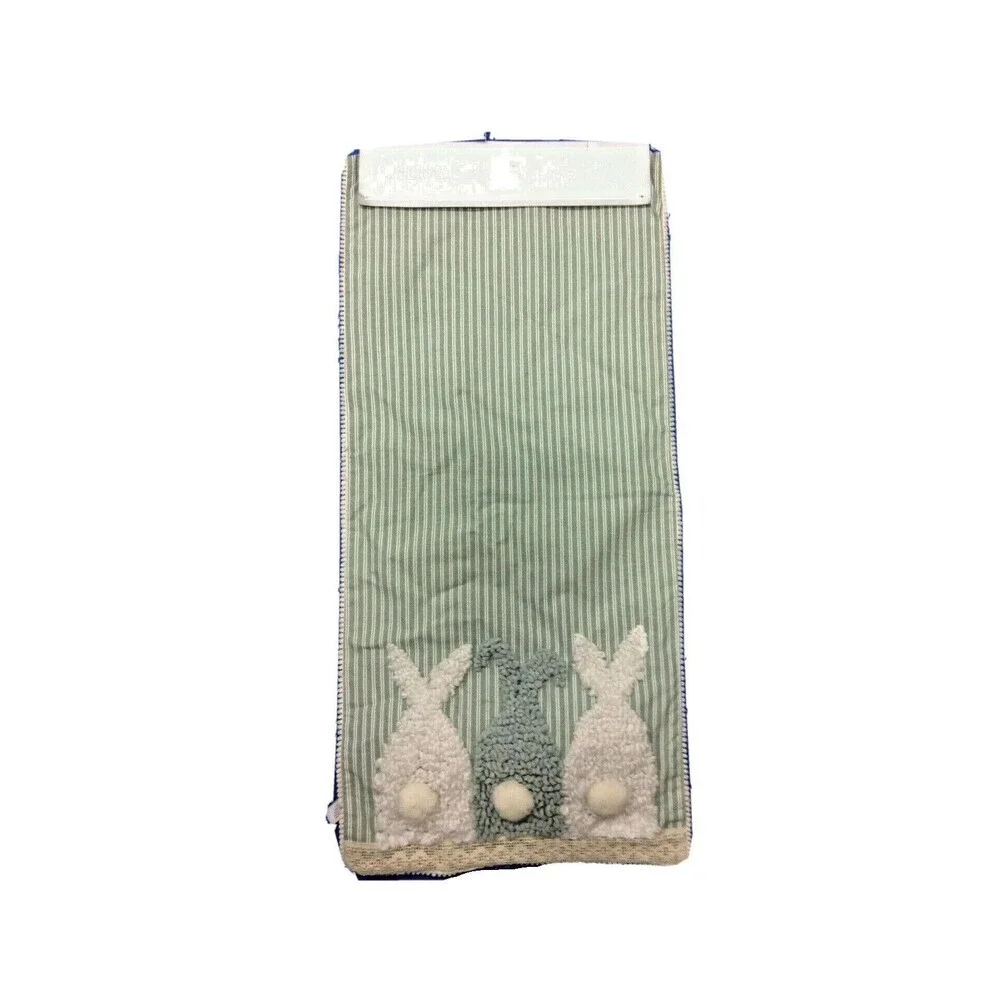Rachel Ashwell Bunny Striped Kitchen Dining Table Runner Cotton Polyester Easter